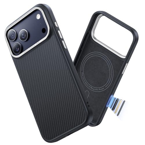 Maledan for iPhone 17 Pro Max Case Carbon Fiber & Shockproof TPU Compatible with MagSafe, Magnetic Thin & Light Case iPhone 17 ProMax with Caseless Feel, Real 600D Aramid Fiber Woven [Not Printed]