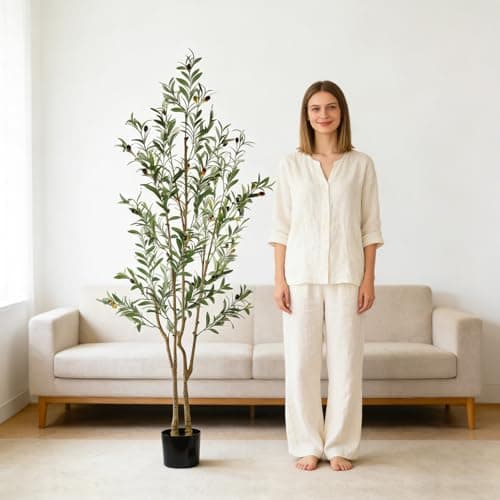 Lynadri 6ft Olive Trees Artificial Indoor 2in1, Fake Large Tall Olive Plant for Living Room Office Corner, Faux Big Decor Tree Plants Realistic Decorative with Pot - Image 1