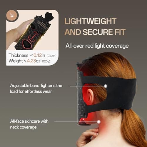 Red Light Mask for Face - 7 Colors Cordless Silicone Face Mask, Facial Mask Skincare at Home, Skin Care Mask Suitable for Women, Soft Flexible, Portable - Thumbnail 6