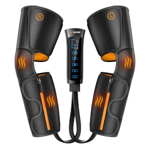 JZBRAIN Air Compression Leg Massager with Heat : Calf, Knees & Thigh Recovery Compression System for Pain Relief & Circulation - Sequential Massager with 3 Heat,3 Modes & 6 Intensities for Daily Use
