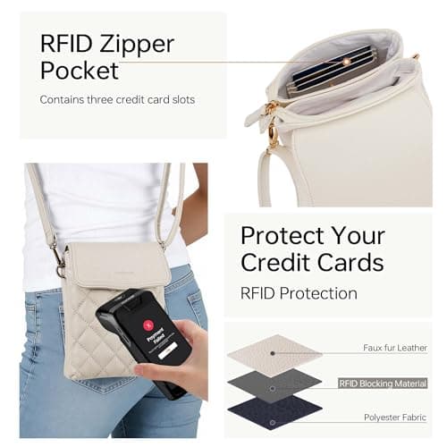 Goinsound Small Purses for Women Crossbody Phone Purse Cell Phone Crossbody Bag with RFID Blocking Credit Card Slots White - Thumbnail 3
