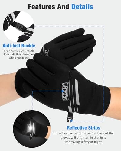 Aegend Lightweight Thin Running Gloves Touchscreen Anti-Slip Windproof Warm Finger Dexterity Gloves Liners Women Men Cycling Driving Texting Sports Working Activities Winter Spring Fall - Thumbnail 4