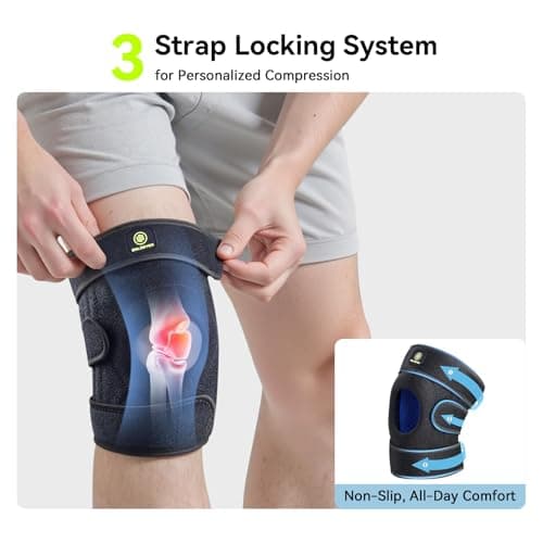 SOLOEVER Plus Size Knee Brace with Side Stabilizers & Patella Gel Pads for Men & Women, Adjustable Knee Support for Knee Pain, Injury Recovery, Maximum Support for Running, Sports & Joint Pain Relief - Thumbnail 4