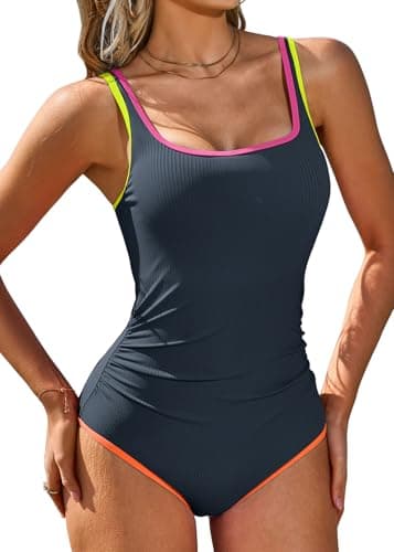 Charmo Womens Bathing Suits Tummy Control One Piece Swimsuit 2026 Sporty Slimming Swim Suits Push Up Swimwear Navy X-Large - Image 1