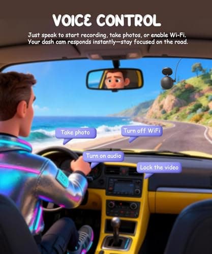 KAWA Dash Cam 2K with Voice Control,Mini Spherical Front Dashcam, 360° Rotatable Mount,32G SD Card,Built-in WiFi and App,G-Sensor,NightEagle Engine, 24H Parking Monitor, Video Recorder for Cars - Thumbnail 2