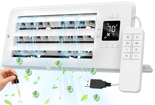 Register Booster Fan for 4" x 10" Register Holes, Quiet 10-Speed AC Vent Fan with Remote & Thermostat Control, Improves Heating&Cooling, Manual Adjustable Louver, USB Powered for Floor Wall Ceiling - Image 1