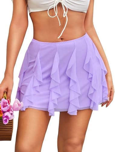 Avidlove Mini Skirts Ruffled Layered Womens Skirt Vacation Gathering Y2K Summer Lilac M - Image 1