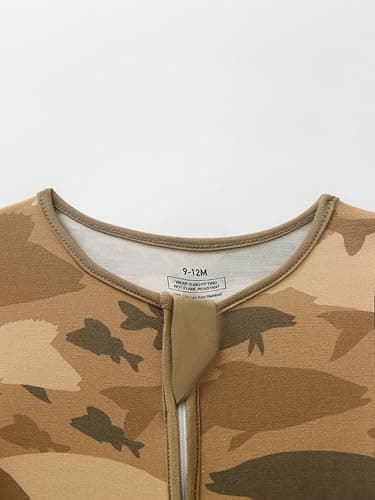 Joonberry Infant Baby Girl Clothing Bamboo Rayon Footies, Newborn outfit Footed Long Sleeve Jumpsuit with Zipper and Mitten Cuffs (Camo Shark, 6-9M) - Thumbnail 3