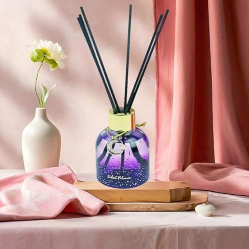 Reed Diffuser Set, Pretty Valley Home Diffuser 80Ml / 2.7 fl OZ Gift Box - Includes Reed Diffuser Sticks, Long Lasting Fragrance Oil and Glass Bottle for Office Living Room Decor (Velvet Petunia) - Thumbnail 5