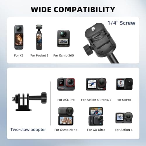 80in Pocket 3 Selfie Stick Tripod for GoPro Action Camera, Extendable Stand Vlog Mount for DJI Osmo Pocket 3 Action 6 5 Pro 4 3 for Xtra Muse for Insta360 X5 X4 X3 for AKASO DSLR Accessories - Thumbnail 3