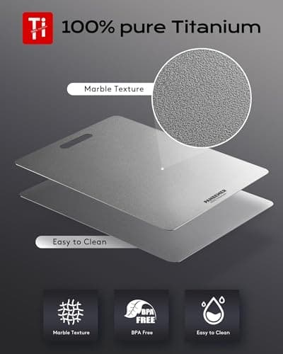Katori Titanium Cutting Board for Kitchen, Food Grade 100% Pure Titanium Cutting Boards for Kitchen, Non-Toxic Double-Sided Chopping Board, Dishwasher Safe, Easy to Clean – 12 x 9 Inch - Thumbnail 3