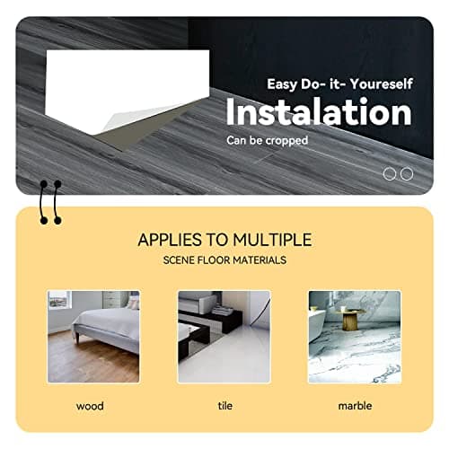 Peel and Stick Floor Tile - 11.8" X 118" Grey Vinyl Flooring Roll, Wood Grain Textured with Waterproof, Slip-Resistant - for Bathroom, Rv - Thumbnail 6