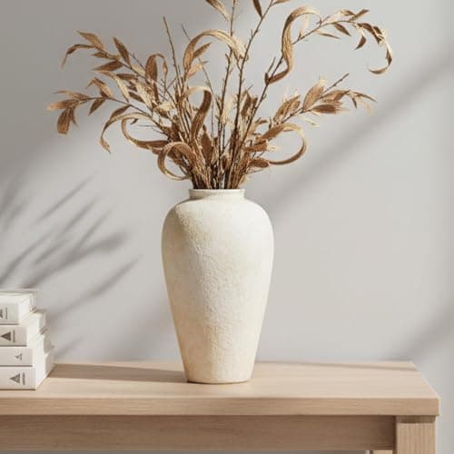 Ceramic Flower Vase Home Decor - 9.2 inch Large Farmhouse Table Vases, Rustic Decorative Vases for Kitchen Living Room Coffee Dining Shelf Mantel Decoration - Image 1