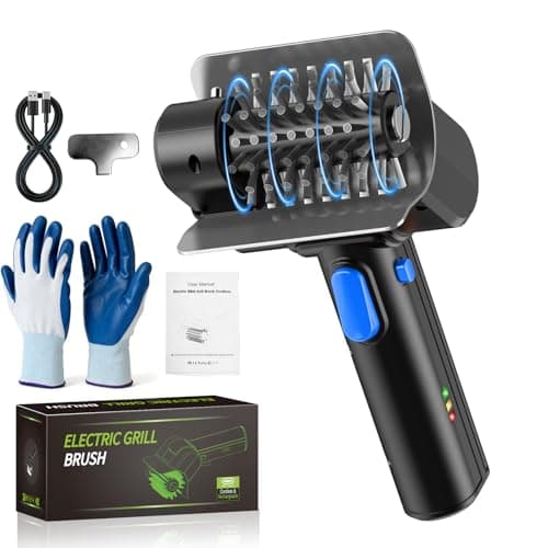 YEBLEM Electric Grill Brush with Dual Safety Lock - Ideal Gift for Men Dad Husband, Professional BBQ Cleaner with Submersible 304 SS Head, Splash-Proof Scrubber for Outdoor Grill (Blue Button) - Image 1