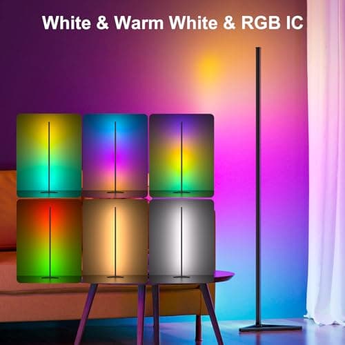 MIHEAL RGB Floor Lamp,16 Million Colors LED Floor Lamps 56" Lamps for Living Room with Music Sync,Standing Lamp with App and Remote Control,Gaming Ambient Lighting Corner Lamp Bedroom Decor - Thumbnail 2