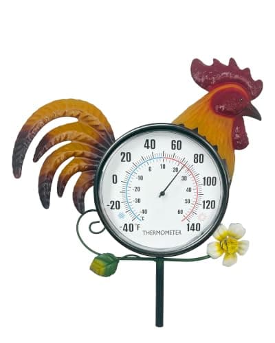 Verdosphire Rooster Outdoor Thermometer, 41" Garden Stake Decor, Metal