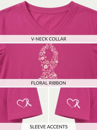 QIXYN Breast Cancer Shirts for Women Pink Ribbon Cancer Survivor Shirt - Thumbnail 5