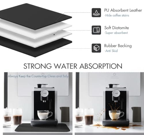 STRABELLA Dish Drying Mat Super Absorbent – 16" x 12" Coffee Mat for Countertops – Non-Slip Drying Mat for Kitchen Counter – Easy to Clean Water Absorbent Mat – Quick Dry Dish Drying Mats (Black) - Thumbnail 2