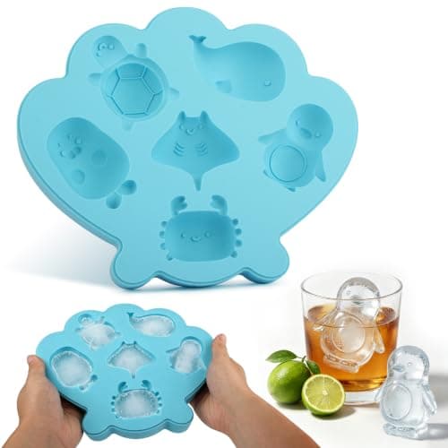 VTECHOLOGY Blue 3D Marine Life Shapes Stackable Ice cube Trays For Freezer - Image 1