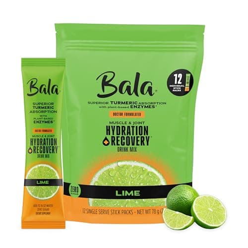 Bala Enzyme - Total Body Wellness Drink Mix - Lime Flavor - Electrolytes Powder Packets - Hydrate & Recover, Turmeric Drink with Electrolytes & Amino Acids - 0.25oz (12 Count) - Image 1