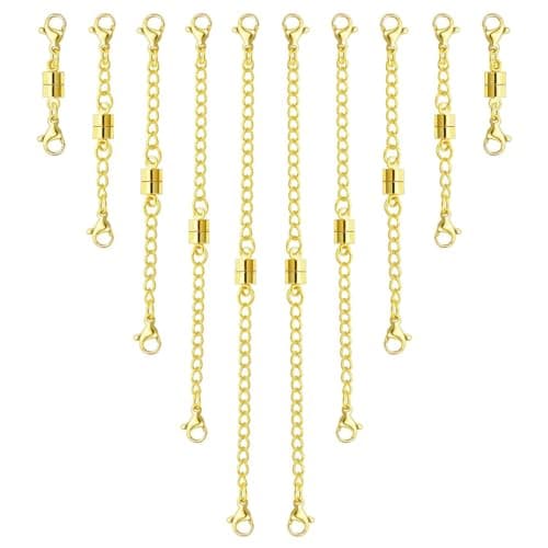 MKCYD Necklace Extender with Magnetic Clasps, Gold Magnetic Necklace Clasps and Closures with Necklace Extenders for Women