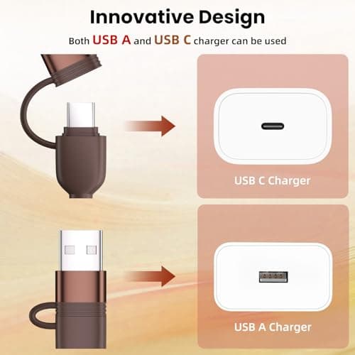 Travel Multi Charging Cable, 5 in 1 Charging Cables for Multiple Devices, Nylon Universal Phone Charger Cord USB A/C to Type C/Micro USB/IP for iPhone17/16/15/14/Phone&Pad (2Pack,4FT)Brown+Black - Thumbnail 2