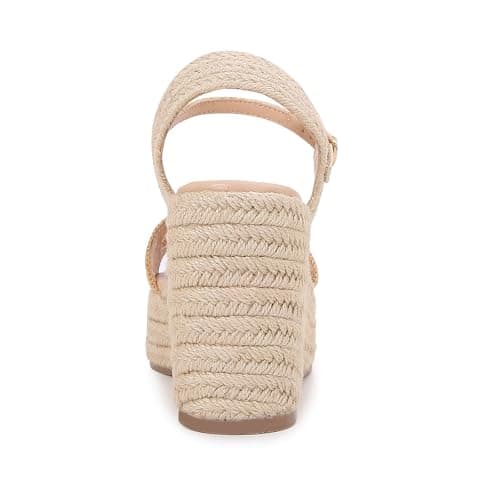 Paiyonan Women's Raffia Strap Espadrille Wedge Sandals - Ankle Buckle Platform Wedges Open Toe Summer Beach Casual Shoes (Raffia Beige, US Footwear Size System, Adult, Women, Numeric, Medium, 5.5) - Thumbnail 6