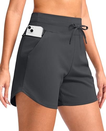 G Gradual Women's 5" Athletic Running Shorts with Zip Pockets Stretchy Quick Dry High Waisted for Workout Gym Hiking (Dark Grey, 3XL) - Image 1