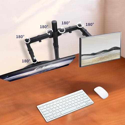 Livotica Dual Monitor Mount, Fully Adjustable Dual Monitor Stand for 13"-27" Screens, Holds Up to 22lbs Per Arm with C-Clamp & Grommet Base - Thumbnail 5