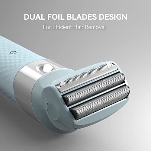 unibono 3-in-1 Electric Razor for Women,Dual-Foil Electric Shaver for Woman Face,Legs,Armpit,Rechargeable Bikini Trimmer,3-,Intimate Shaver with Illumination,Public Hair Trimmer Women (Light Blue) - Thumbnail 3