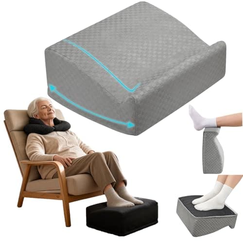 Nockovi Velvet Under Desk Foot Rest with 15° Tilt, Rocking Base, Grey