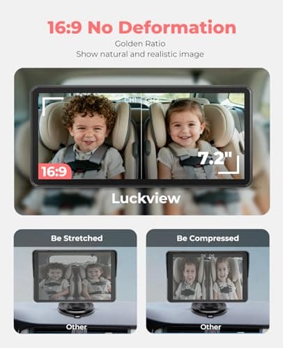 LUCKVIEW BM5PRO 7.2" Dual Camera Baby Monitor, 1080P HD Display for 2 Kids, Night Vision, Easy Install Car Baby Monitor, Ideal Gift, Rear Seat Safety for Babies & Pets - Thumbnail 3