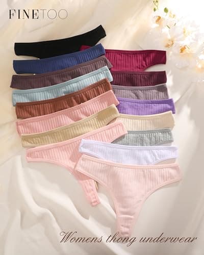 FINETOO Cotton Thongs for Women Soft Low Rise Sexy Thong Ladies Panties Womens Underwear 6 Pack XS-XXXL - Thumbnail 5