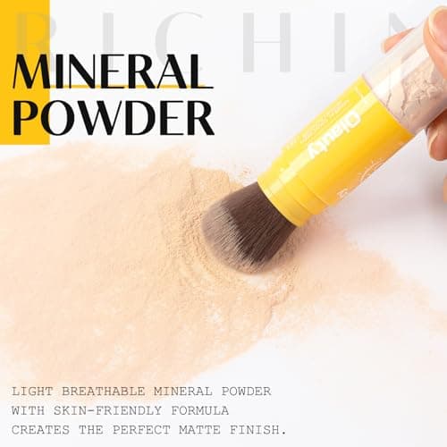 Mineral Powder Sunscreen, SPF Powder 35 Scalp Sunscreen, Brush On Powder Sunscreen for Face, Natural Setting Powder, Long Lasting Lightweight Breathable, Oil Control Natural Matte (#01 Translucent) - Thumbnail 5