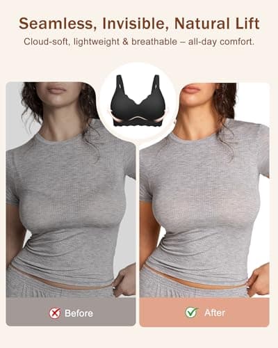 leviace 2 Pack Wireless Jelly Bras for Women with Support, Black/White,XXL - Thumbnail 4