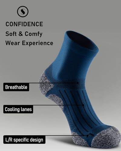 SITOISBE Quarter Compression Socks for Men Women, Cushioned Running Hiking Socks, Large, Black/Grey/Harbour/White (1 Pair of Each Color) - Thumbnail 5