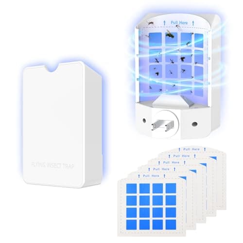 Acoswsi Indoor Fly Trap Plug in, Flying Insect Trap with Blue UV Light, Fruit Fly & Gnat Trap for Indoors, Mess-Free Bug Catcher for Home, 1 Device + 5 Refill Glue Cards