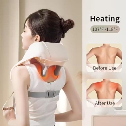 GrekoGadgetra Shoulder Massager, Portable Rechargeable 6D Shiatsu Neck and Shoulder Massager with Heat, Deep Tissue Back Massager for Pain Relief & Relaxation (Ivory White) - Thumbnail 5