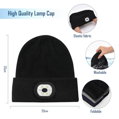 ZOOI Gifts for Men Dad, LED Beanie Hat with Light, Mens Dad Gifts for Mens Who Want Nothing, Fathers Day Mens Gifts for Him Dad, Toque with Light, Cool Gadgets Stuff - Thumbnail 2