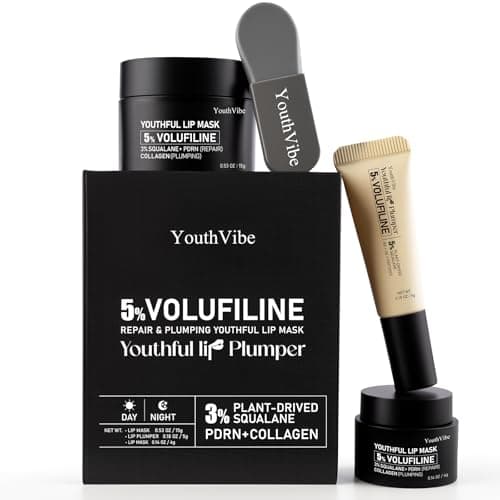 YouthVibe Lip Mask Overnight Moisturizing - Nourish & Hydrate, Antioxidants, 5% Volufiline, Vitamin E, Shea Butter, PDRN & Collagen Sleeping Lip Treatment for Dry, Chapped Lips - Image 1