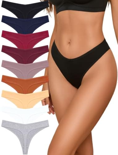 Sth Big Cotton Underwear for Women Breathable Sexy V-waisted Thongs Soft Stretchy Ladies Panties 9 Pack - Image 1