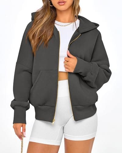 BTFBM Hoodies For Women Sweatshirt Fall Fashion Clothing 2026 Long Sleeve Fleece Jacket Winter Outfits Y2k Zip Up Hoodie(Dark Grey, Medium) - Thumbnail 2