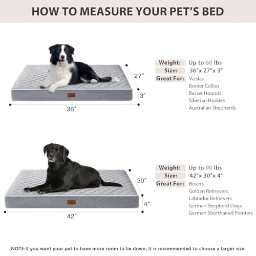 WNPETHOME Orthopedic XL Dog Beds Large Sized Dog, Waterproof Extra Large Dogs Bed with Removable Washable Cover, Multi-Needle Quilting Dogs Crate Bed - Thumbnail 5