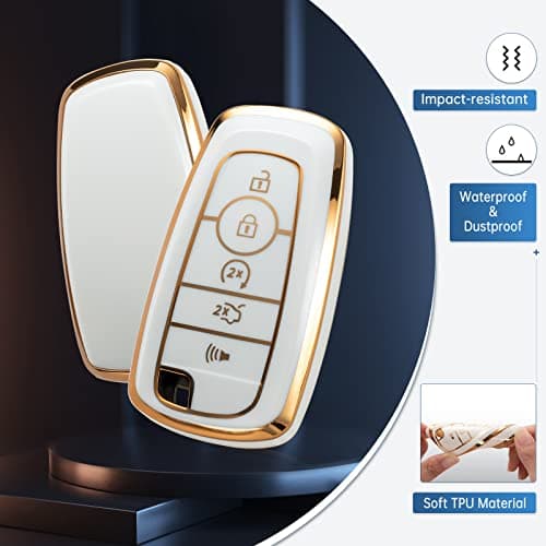 RUABIBAN for Ford Key Fob Cover, Key Case Protection Shell Compatible with F Edge Escape Expedition Explorer Fusion Mustang Ranger F-150 F-250 Smart Key - Thumbnail 3