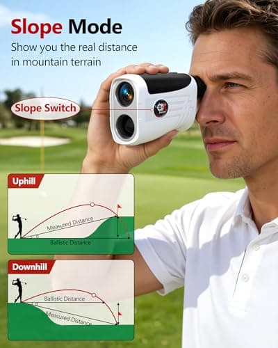 Leexox Golf Rangefinder with Slope Switch, Rechargeable Range Finder with Flag Lock Vibration, 7X Magnification Golf Rangefinder 1200 Yards, Portable with Magnetic Stripe – Tournament Legal, White - Thumbnail 4