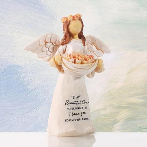 Kohehe Grandma Gifts,Grandma Birthday Gifts from Granddaughter,5.12" Handmade Angel Figurine,Meaningful Grandmother Gift Ideas for Birthday Christmas Mothers Day - Thumbnail 3