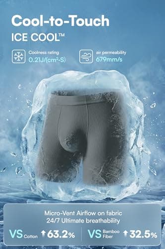 GOOTUCH Men's Breathable Cool Underwear, Moisture Wicking Odor Control Boxer Briefs, Seamless Thin Waistband & Quick Dry (2 Black, 2 Dark Grey,XX-Large) - Thumbnail 3
