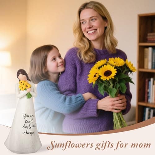 VOFSTAND for Mom from Daughter Son –9.25'' Large Size Sunflower Figurine with “You are Loved Deeply and Always” Message – Birthday Gift for Mom, Inspirational Home Decor Keepsake - Thumbnail 2