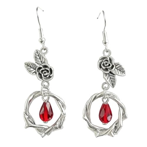 RITIM Gothic Ruby Teardrop Earrings for Women, Victorian Style Dangle Earrings, Elegant Wedding Party Jewelry Gift for Her - Image 1