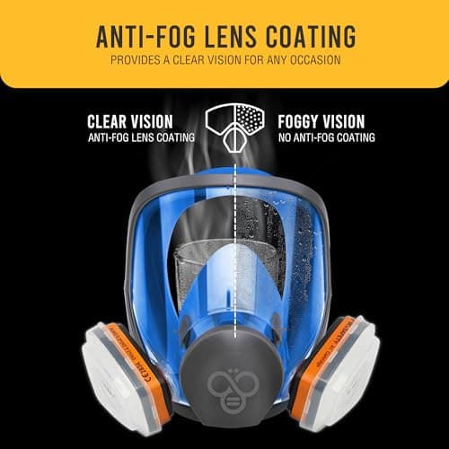 BEESAFETY Full Face Respirator Mask with 2 A1 Organic Vapor Filters & 8 P2 Dust Filters, RF-610 Reusable Respirator for Dust,Gas,Painting, Resin, Chemical,Sanding, Renovation - Thumbnail 5